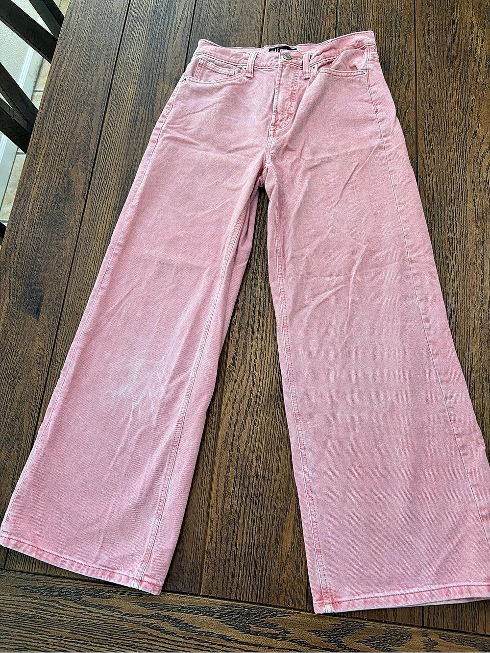 Gap High Rise Wide-Leg Jeans Pink Waist 26